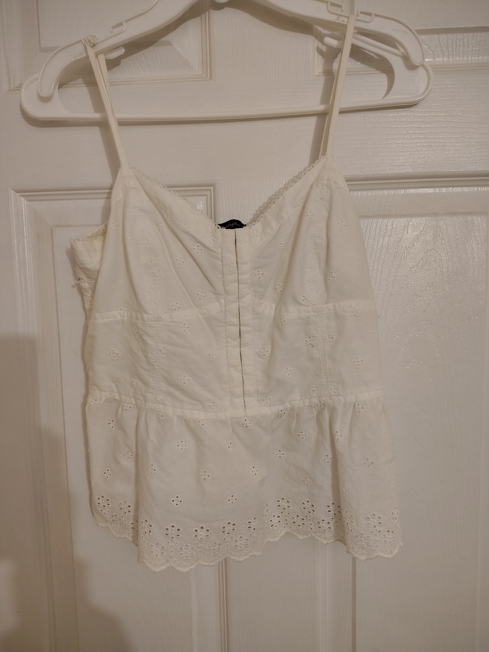 American Eagle Outfitters White Eyelet Peplum Camisole